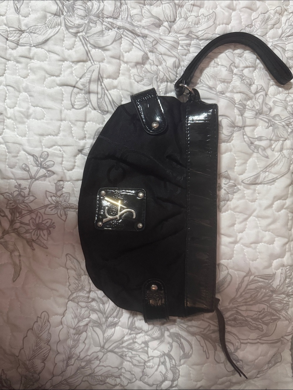 Black Women's Ashley Stewart Wristlet Bag with Logo Plaque